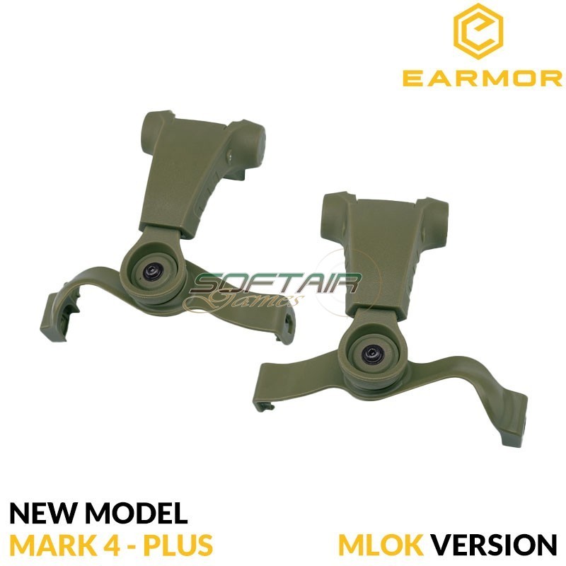 Adattatore elmetto FLUX/MTEK FOLIAGE GREEN Tactical arm M16A per M32 Mark 4 / PLUS serie Earmor (ea-m16a-mlok-fg)