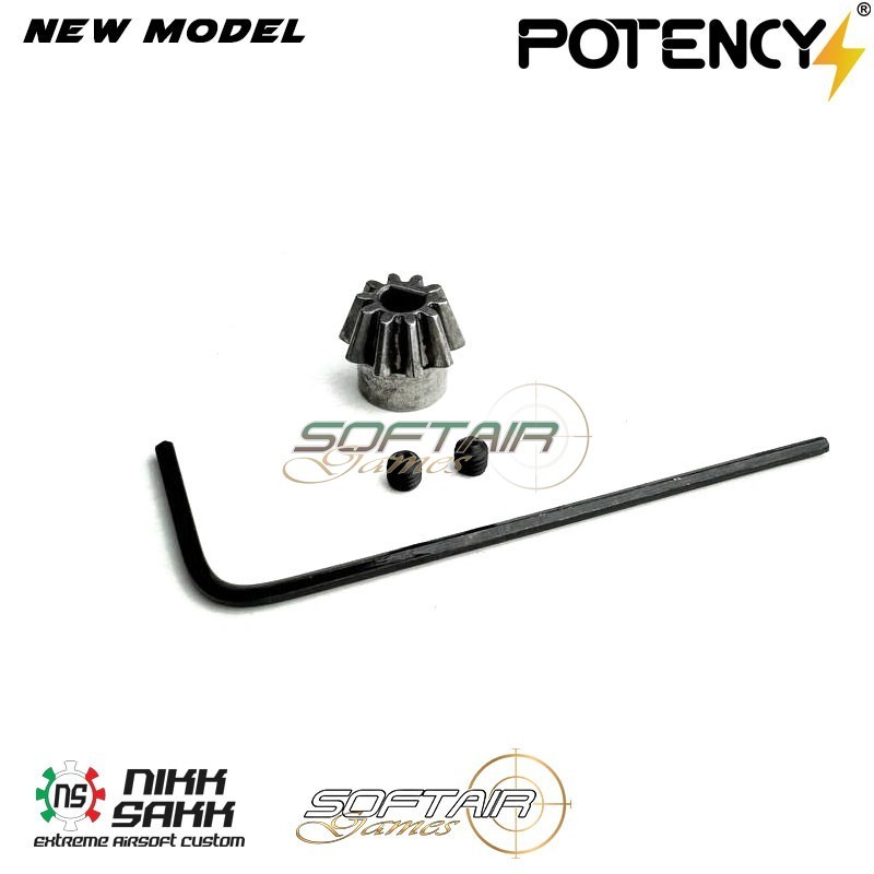 D-TYPE Pinion for airsoft motor NEW MODEL 2025 Potency® (PTY-MPDT)