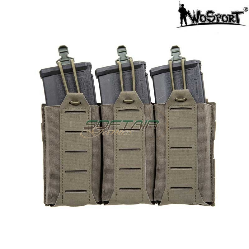 Tasca Light Tripla Porta Caricatori M4/m16 Ranger Green Wosport (wo-042657)