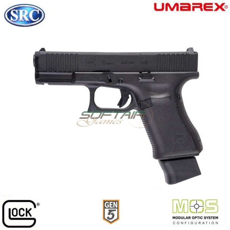 Gas Pistol Glock 19 Gen.5 MOS Black GBB Umarex (UM-2.6552)