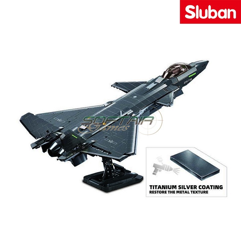 Aereo da caccia stealth Chengdu J-20 Vernice metallica Sluban (M38-B1187)