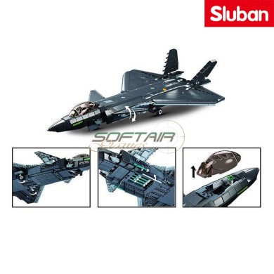 Aereo da caccia stealth Chengdu J-20 Vernice metallica Sluban (M38-B1187)