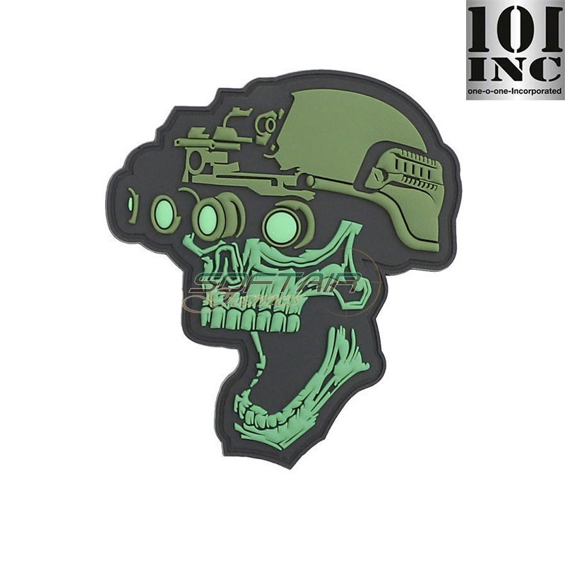 Patch 3d pvc NIGHT Vision Skull GREEN 101 inc (inc-19044)