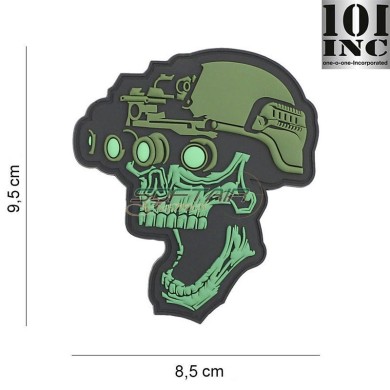 Patch 3d pvc NIGHT Vision Skull GREEN 101 inc (inc-19044)