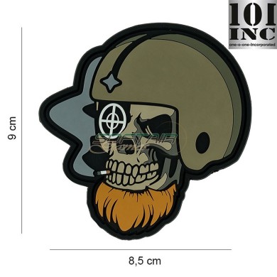 Patch 3d pvc Bearded skull pilot 101 inc (inc-19044)