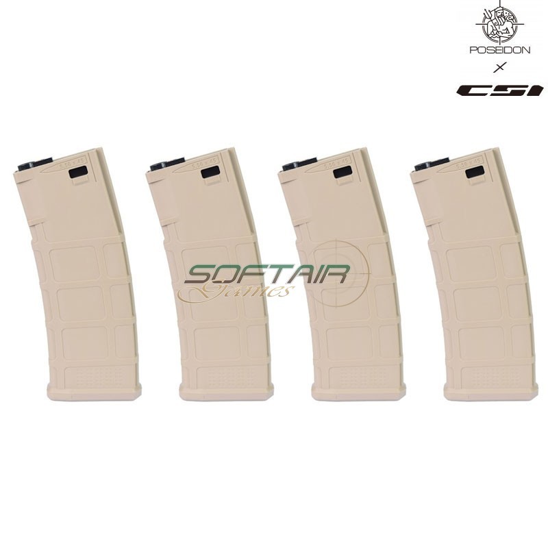 Set 4 Mid-Cap Magazines 220 Rounds for M4 POSEIDON x CSI Tan (PAEG-MGM4220 TAN)