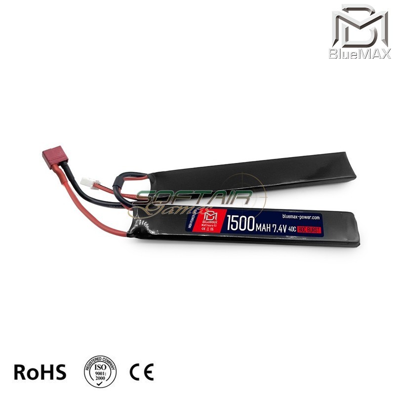 Lipo Battery DEANS Connector 7.4v X 1500mah 40c/80c CQB Type Bluemax-power® (BMP-7.4X1500-DS-CQB)