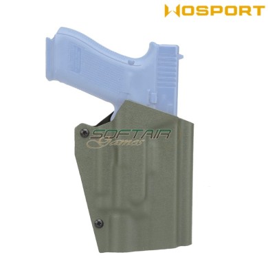 Holster Quick Pull OLIVE DRAB U.S. KYDEX for Glock W/X400 flashlight WoSport (wo-gb02v)