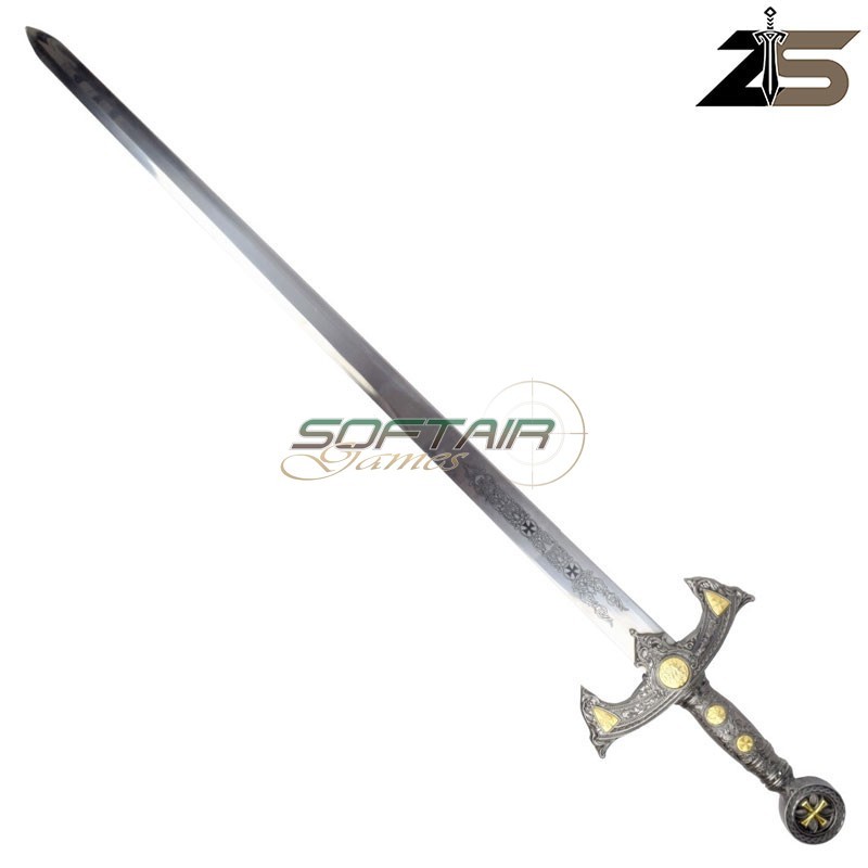 SPADA TEMPLARE ORNAMENTALE Croce Dorata ZSWORDS (SW1358)