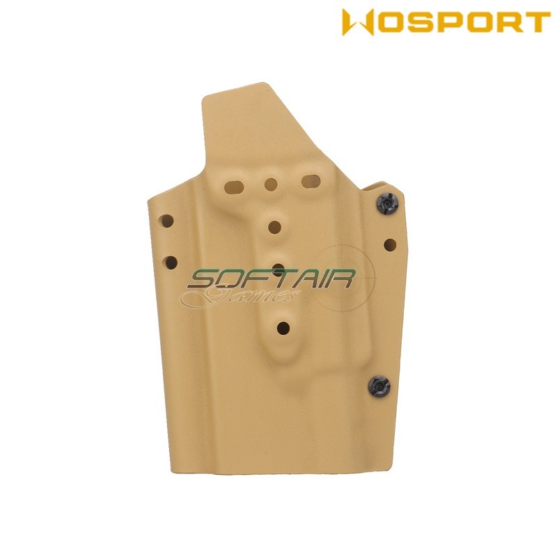 Fondina Quick Pull TAN U.S. KYDEX per Glock 17 e torcia XH35 WoSport (wo-gb09t)