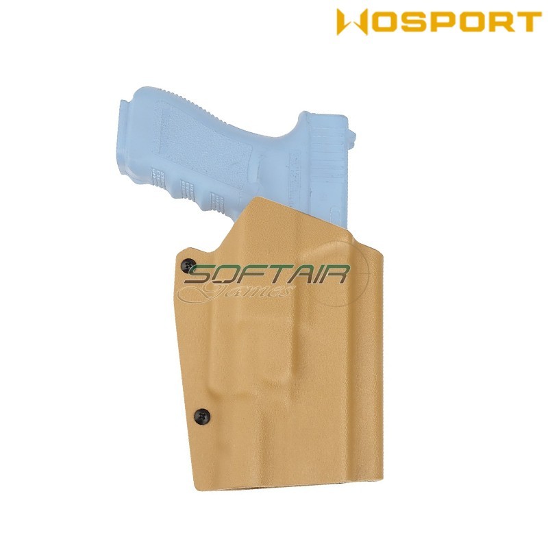 Fondina Quick Pull TAN U.S. KYDEX per Glock 17 e torcia XH35 WoSport (wo-gb09t)