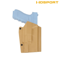 Fondina Quick Pull TAN U.S. KYDEX per Glock 17 e torcia XH35 WoSport (wo-gb09t)