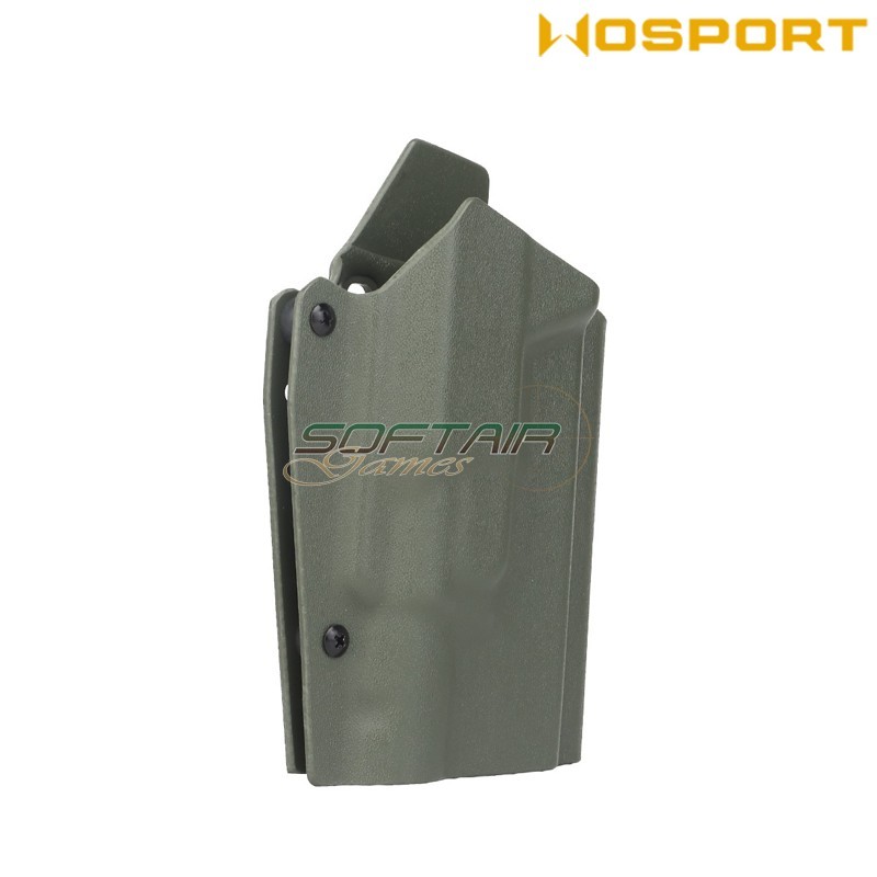 Holster Quick Pull OLIVE DRAB U.S. KYDEX for Glock 17 and XH35 flashlight WoSport (wo-gb09v)