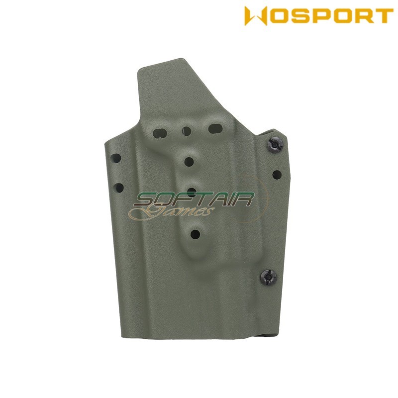 Holster Quick Pull OLIVE DRAB U.S. KYDEX for Glock 17 and XH35 flashlight WoSport (wo-gb09v)