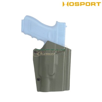 Holster Quick Pull OLIVE DRAB U.S. KYDEX for Glock 17 and XH35 flashlight WoSport (wo-gb09v)