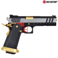Pistola A Gas Hi-capa Full Silver Carrello & Black Frame & Gold Barrel Gbb Armorer Works (aw-110517)