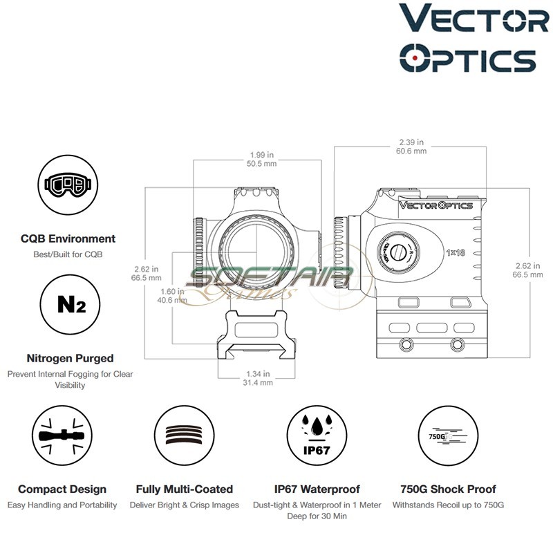 Paragon 1x18 X-Mini Prism Scope Vector Optics (SCPS-M10)
