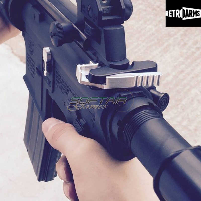 Charging Handle Latch Extension M4-a Silver Cnc Retroarms (ra-6656)