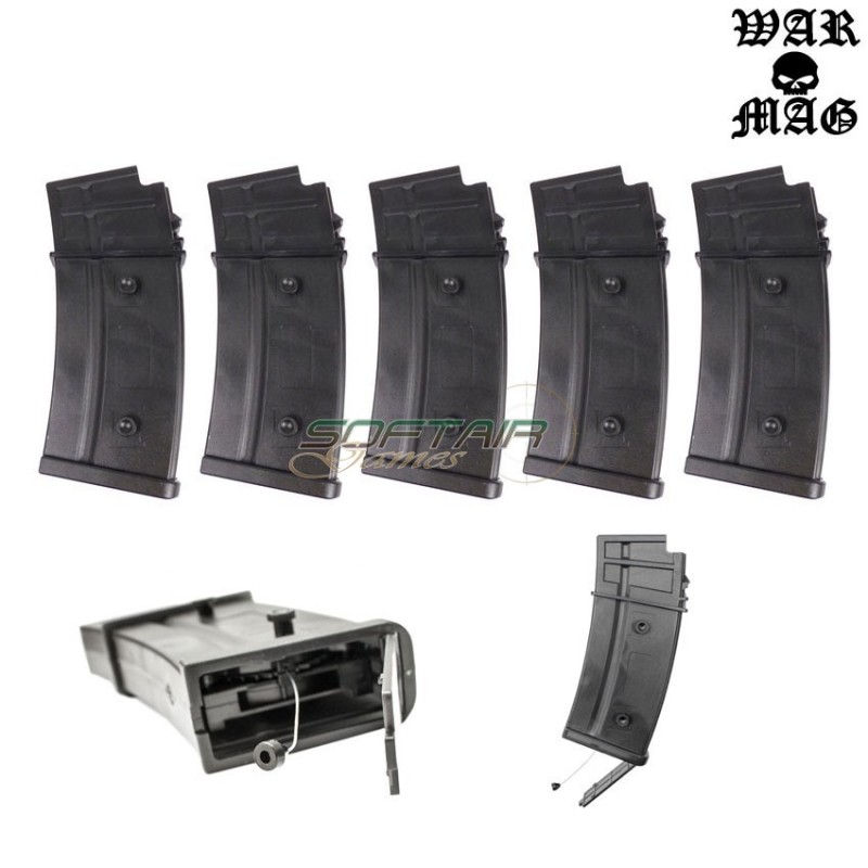 Set 5 G36 Flash Magazine 430bb Polymer Black Warmag (wm-2set-bk)