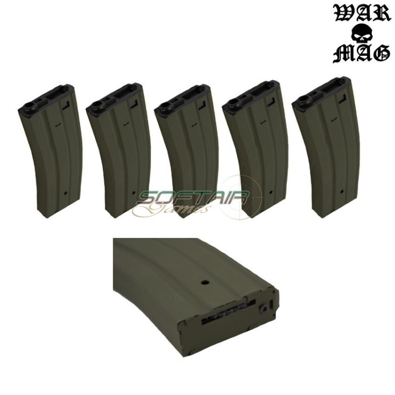 Set 5 M4 Magazines 300bb Metal Ranger Green Warmag (wm-3set-rg)
