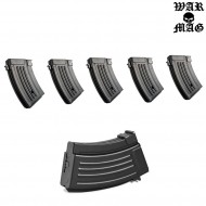 Set 5 Ak Magazines 250bb Metal Black Warmag (wm-6set-bk)