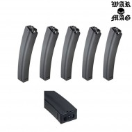 Set 5 Mp5 Magazines 250bb Metal Black Warmag (wm-7set-bk)