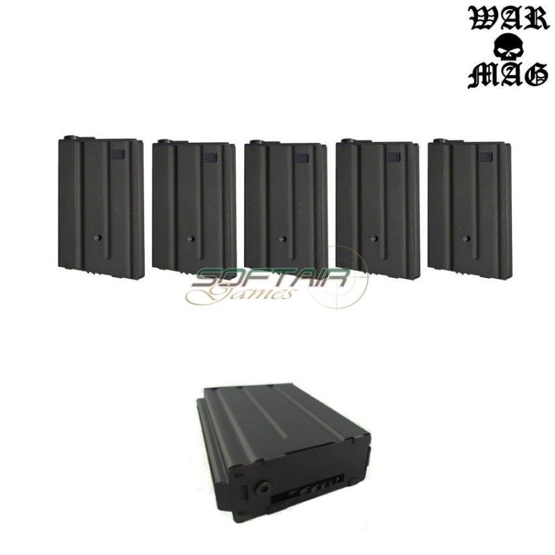 Set 5 Caricatori M4 190bb Metallo Black Warmag (wm-8set-bk)