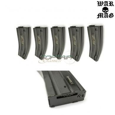 Set 5 Caricatori M4 Loghi 500bb Metallo Black Warmag (wm-9set-bk)