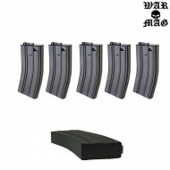 Set 5 Mid-cap M4 Magazines 70bb Metal Black Warmag (wm-10set-bk)