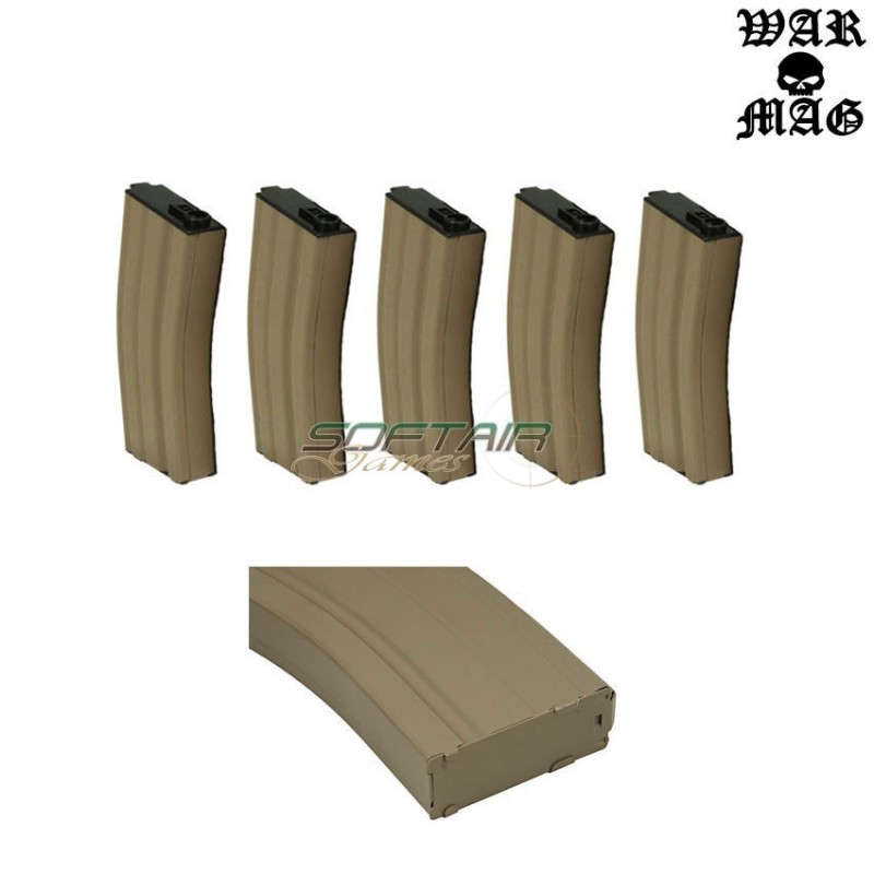 Set 5 Caricatori M4 Monofilari 70bb Metallo Tan Warmag (wm-11set-tan)