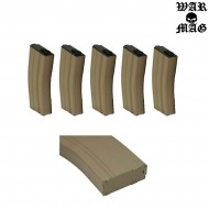 Set 5 Mid-cap M4 Magazines 70bb Metal Tan Warmag (wm-11set-tan)
