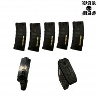 Set 5 Caricatori M4 Monofilari 70bb Polimero Black Warmag (wm-13set-bk)