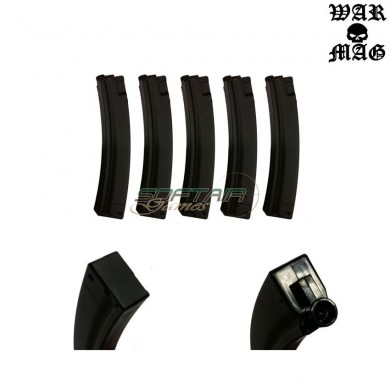 Set 5 Mp5 Mid-cap Magazines 70bb Metal Black Warmag (wm-15set-bk)