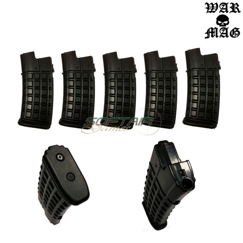 Set 5 Caricatori Aug Monofilari 70bb Polimero Black Warmag (wm-16set-bk)