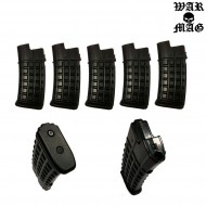 Set 5 Caricatori Aug Monofilari 70bb Polimero Black Warmag (wm-16set-bk)