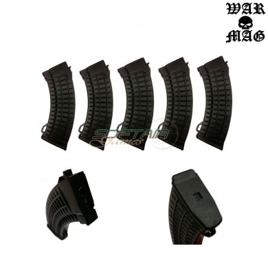 Set 5 Thermal Style Ak Mid-cap Magazines 110bb Polymer Black Warmag (wm-17set-bk)