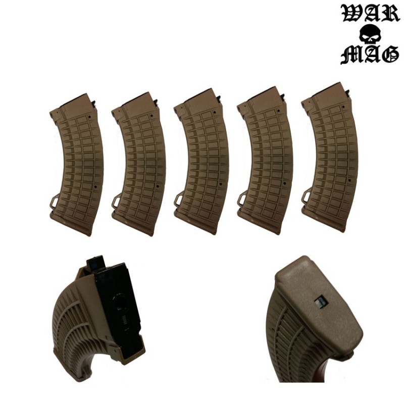 Set 5 Thermal Style Ak Mid-cap Magazines 110bb Polymer Tan Warmag (wm-18set-tan)