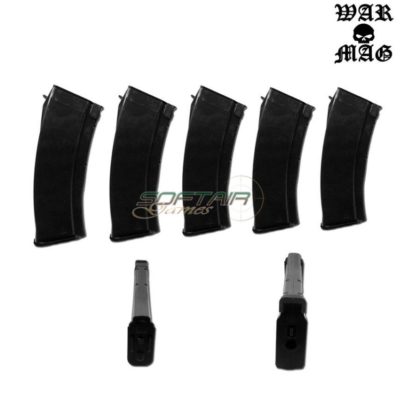 Set 5 Caricatori Classic Style Ak Monofilari 70bb Polimero Black Warmag (wm-19set-bk)