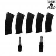 Set 5 Classic Style Ak Mid-cap Magazines 70bb Polymer Black Warmag (wm-19set-bk)