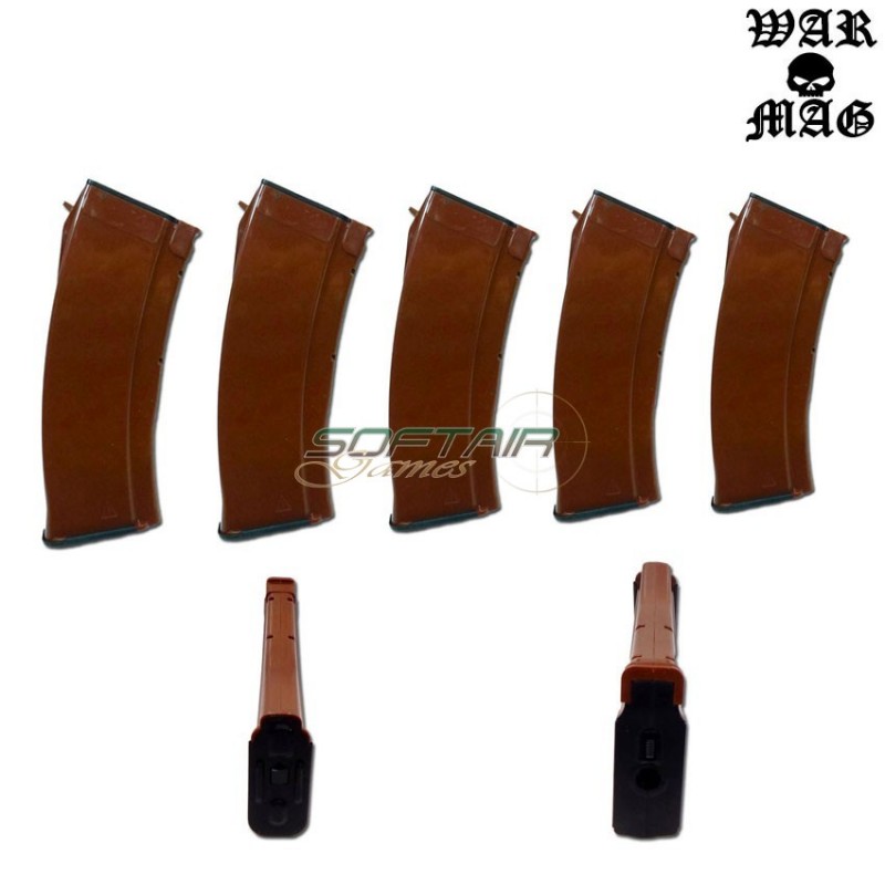 Set 5 Classic Style Ak Mid-cap Magazines 70bb Polymer Brown Warmag (wm-20set-br)