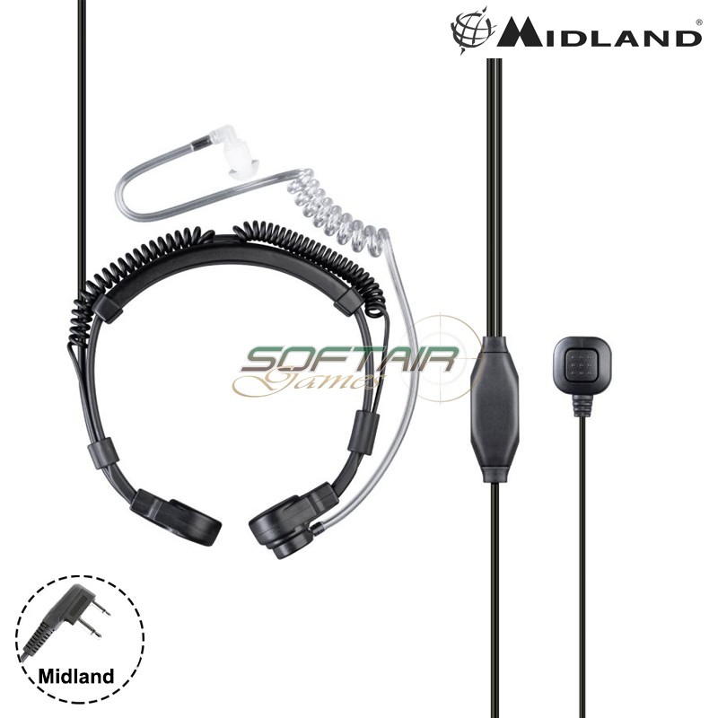 Midland MA39-L throat mic 2-pin with finger PTT