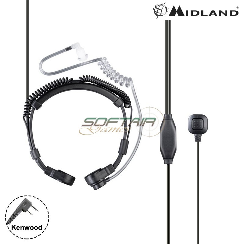 Midland MA39-LK Throat Mic Kenwood 2-Pin