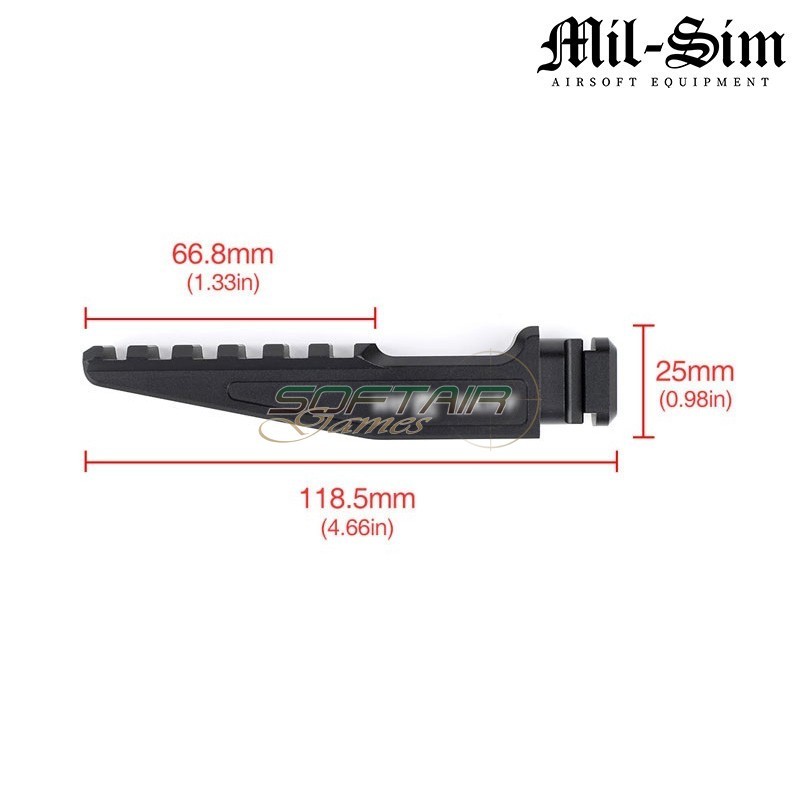 Supporto mount Picatinny BLACK per T1 Mount MilSim Series (ms-02016-bk)