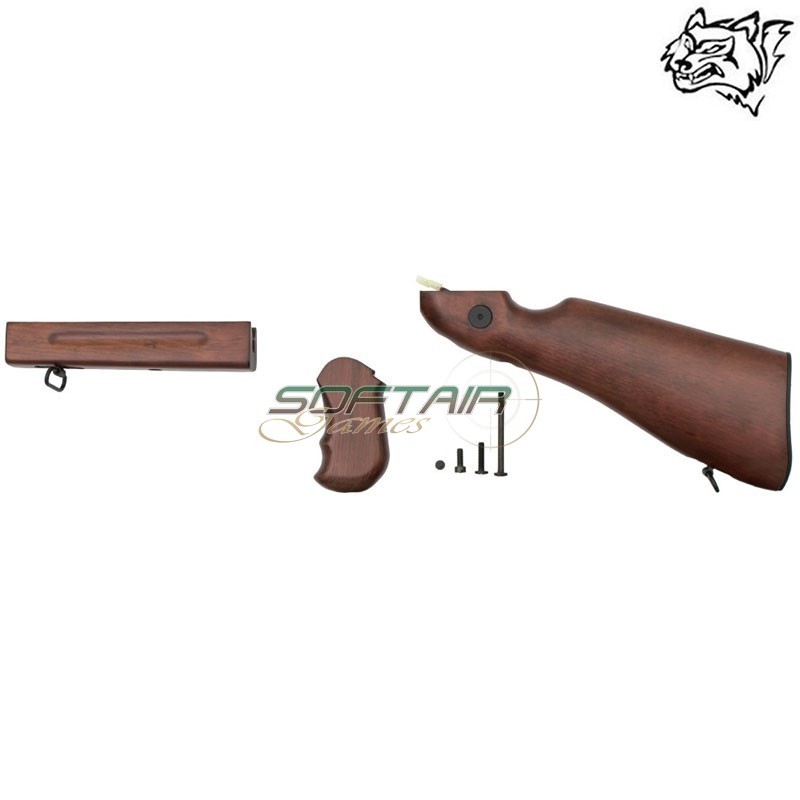 Kit calcio, paramano e impugnatura M1A1 in vero legno SNOW WOLF® (SW-M1A1WK)