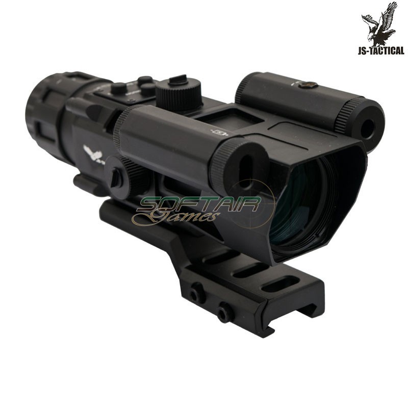 Prism Scope 4x32 con laser rosso nero JS-TACTICAL® (JS-8394)