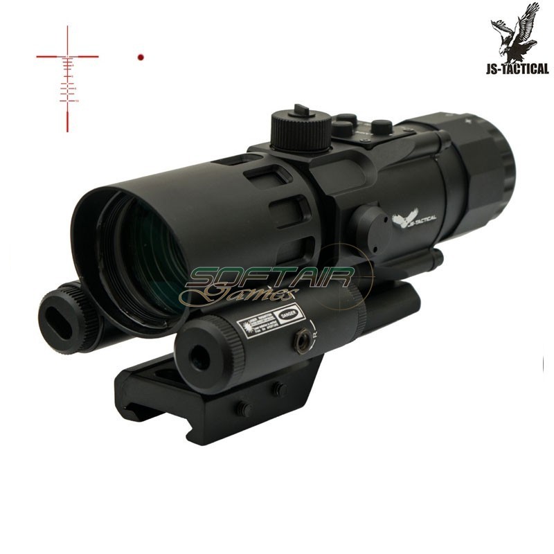 Prism Scope 4x32 con laser rosso nero JS-TACTICAL® (JS-8384)