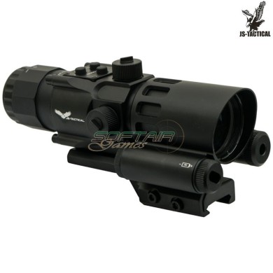 Prism Scope 4x32 con laser rosso nero JS-TACTICAL® (JS-8384)