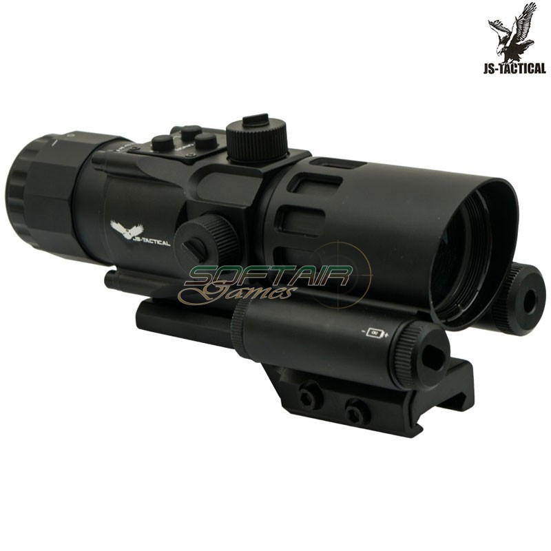 Prism Scope 4x32 con laser rosso nero JS-TACTICAL® (JS-8384)