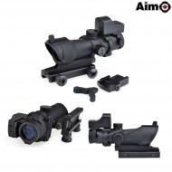Acog 4x32 Scope Illuminato + Mini Red Dot Black Aim-o (ao5320-bk)
