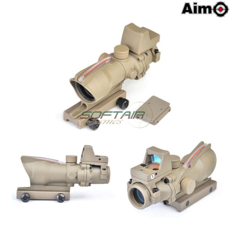 Acog 4x32 Scope Red Fiber + Rmr Dot Dark Earth Aim-o (ao1003-de)